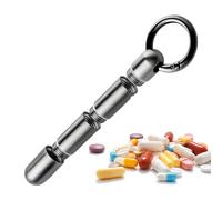 Genérico Pillenetui Metall, Pillenetui Edelstahl, 3-lagige kleine Medizinflasche, Auslaufsicherer tragbarer Pillenbehälter Edelstahl, Pillendose, Schlüsselanhänger, für die Handtasche
