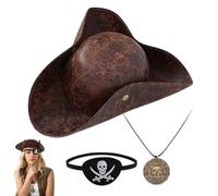 Generico Pirate Captain Hat | Pirate Hat Necklace for Halloween and Carnival | Role Play Accessory for Events Parties and Theatre Cosplay