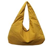 Generico Plain Tote Bag - Nylon Textured Shoulder Bag 45x35cm | Large Capacity Draped Bôrsa Hobo Soft Lightweight College Book Bags Travel, Yellow, riferimento alla descrizione