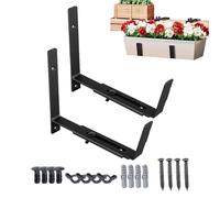 Generico Planter Brackets - Adjustable Support | Metal Brackets for Balcony Planters, Railing, Window Sill Garden, Fence, Black Steel Wall Hook, Rust Resistant