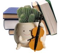 Genérico Planter: Cute 6 Inch Resin Desktop Pot, Happy Face Head Macta Decorative Desktop Window Sill Macta for Bedroom, Salt