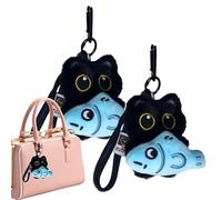Genérico Plush Cat Keychain | 3D Cartoon Fish Keychain | Cute Plush Keychain | For Teens, Women, Kids, Handbags, Backpacks and Wallets