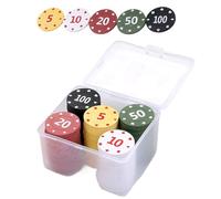 Generico Poker Chips with Values - ABS 3.5 cm 100 | Set of Pieces in a Suitcase | Colourful Numbered Chips with Display for Storing for Travels at Home, Tournaments, Parties, Goes