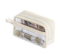 Generico Portable Case - 8.27x2.56x5.12 InchZippered Stationery Organizer with Compartments, Durable Pouch | For School, Office, Compact Storage, Markers, Supplies, Cream Colored, Please refer to the