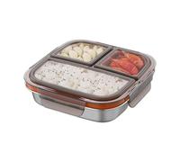 Genérico Portapranzo Acciaio - Box 600ml | Contenitore Per Alimenti A Prova Di Perdite Con 3 Scomparti, Approx. 17.5x17.5x5cm, 250g, Box Per Scuola, Ufficio, Picnic, Sport, Spiaggia, Viaggio E Vac