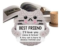 Genérico Positive Cat Crochet, Handmade Knitted Kitty, 2.76x2.36in Funny Easter Basket Stuffer, Stress Relief, Message Crochets for Uplifting Spirits