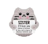 Genérico Positive Cat Crochet, Handmade Knitted Kitty, 2.76x2.36in Funny Easter Basket Stuffer, Stress Relief, Message Crochets for Uplifting Spirits