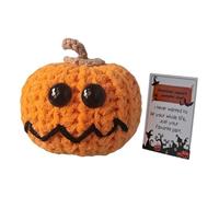 Generico Positive Crochet - Knitting Head with Inspirational Cards, Knitting Pumpkins | Handmade Collectable Crochet Decoration for Desk' Office, Birthday Gift Ideas for