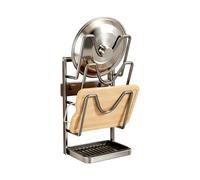 Genérico Pot Lid Organizer - Stainless Spoon Stand | with Removable Drip Tray Pots Pans Lid Organizer | For Kitchen Home Pantry Counter Restaurant Dish Plate Cutting Board Cookware Cooking