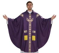 Genérico Priest Costume - With Catholic Chasuble And Ribbon - Embroidered Cleric Robe Costume,For Men Prayer Church Wedding Masquerade Stage Cosplay Photoshoot