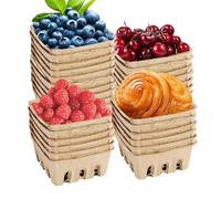 Generico Produce Ventilated Berry Baskets, Pulp Fiber Berry Baskets - Fruit Containers and Pint Market Products - Kitchen Storage Box, Large Capacity, 30