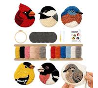 Genérico Punch Embroidery Kit, DIY Bird Coaster, Beginner Punch Needle Set