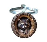 Generico Raccoon Keyring - Cartoon Raccoon Keyring - Key Ring with 3D Tree Hole | Animals for Backpack, Bag and Handbag | Fascinating Travel or