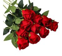 Generico Ramos Eternos Para Bodas Cumpleaños Día De La Madre San Valentín Decoración Interior Y Exterior | Rosas Rojas Flores Artificiales | 10 Artificial Flores Para Jarrón,