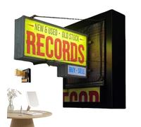 Genérico Record Shop Wall Light - Retro Lighted Record Store Sign | Eye-Catching Yellow Sign Decorative Lighting For Living Room Bedroom Coffee