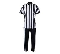 Genérico Referee Uniform,Black and White Stripes Football Uniform | Short Sleeve Referee Jersey V-Neck with Trousers, for Sports, Gymnastics, Baseball, Volleyball, Basketball And