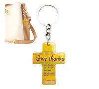 Generico Religious Keychain Pendant - Wooden Bible Verse Christian Faith Design Jesus Inspired Accessory | Car Bag Charm for Church Travel, Thank you, Fare riferimento alla descrizione