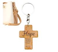 Generico Religious Keychain Pendant - Wooden Bible Verse Christian Faith Design Jesus Inspired Accessory | Car Bag Charm for Church Travel, Hope, Fare riferimento alla descrizione