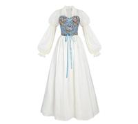 Genérico Renaissance Dress Women Medieval Ruffle Victorian Clothes Witch Costume Cosplay Princess Gothic Festival Tunic Noble Tudor Retro Cut for Events