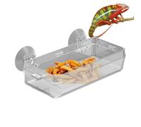 Generico Reptile Food Feeder - Anti-Leak Feeder 9 x 6 x 3.5 cm, Transparent in ABS, Smooth Design with Heat Shrink Top Mouth, Suction Protrusion for Iguana Chameleon Lizard S