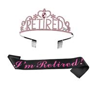 Genérico Retirement Tiara And Sash,Happy Retirement Sash - Decorations For Retirement Gifts For Women, Consulte la descripción, See description, Not a gemstone