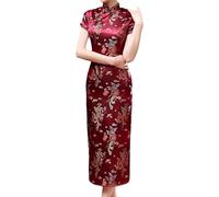 Genérico Retro Winter Cheongsam Dress Elegant Print Long Evening Dress for Women Chinese Style Qipao for Ladies Plus Size Cheongsam Qipao Evening for Weddings, Dark Purple, 5XL
