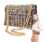 Genérico Rhinestone Purses for Women,Rhinestone Clutch Purse for Women | Luxury Design Shiny Evening Bag,Soft Clutch Bag with de for Women, colourful, Consulte la descripción, See description