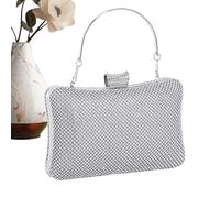 Generico Rhinestone - Sequined Elegant Evening Clutch Bag, Detachable Chain and Top Handle, Sparkly Design | Formal Events, Wedding Banquets, Gala Ceremonies, Fest, silver, Fare riferimento alla