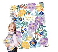 Genérico Ring Notebook,Yearly Planner | A5 Thick Paper Floral Print English July 2025 - June 2026 for Sketches, Notes University Work Research