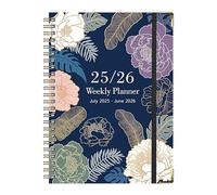 Generico Ringed Notebook, Coil Bound A5 Thick Diary, Floral Design English Notepad, Law Work Research, July 2025 to June 2026 Planner for Sketching Note-Taking College