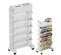 Generico Rolling Book Cart - Mobile Bookshelf With Wheels, 6 Tier Rolling File Organizer | Bookcase Organizer, Mobile Utility Cart For Home School Teacher Classroom Paper Letter Organization