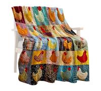 Genérico Rooster Blanket: Foldable Breathable Quilt with Rustic Poultry Pattern, Lightweight Cozy Warm Blanket, Decorative Farmhouse Style Textile | Bedroom Indoor Sofa