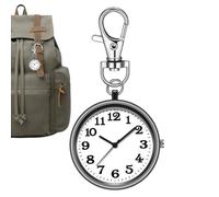 Generico Round Pocket Watch - Key Ring with Clip, Practical Watch with Ring, Elegant and Modern Bag Charm | Clip Watch Accessory, Gift for Holidays, Friends, Family, Access, Black, riferimento alla