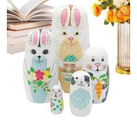 Generico Russian Dolls Easter Bunny, Matryoshka Easter Rabbit - Educational Cultural Toy Russian Matryoshka - For Children Home Living Room Spring Easter Birthday Christmas