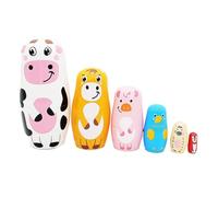 Generico Russian Nesting Dolls - 6 Layer Wood Design, Stacking Animal Figurines, Hollow Core Construction, Painted Set | Shelf for Apartment, Dormitory, Classroom