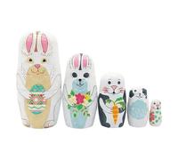 Generico Russian Nesting Dolls With Easter Bunny - Five Layers Dolls, Rabbit Shape Design | Wooden Easter Doll For Kids Boys Girls Home Living Room