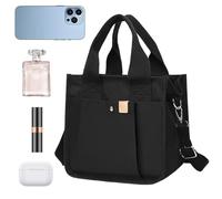 Genérico Sac Fourre-Tout in Toile - Sac à Main Shopping with Poignée | Bandoulière avec Bretelle | Pour Femmes Bureau École Voyage Extérieur Pique-Nique Navette Shopping, Black, Consulte la