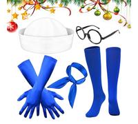 Genérico Sailor Accessories | Nautical Cosplay Accessories for Halloween | Scarf Stockings Hat Gloves Glasses for Parties | Sailing Yacht Single Birthday Christmas Costume