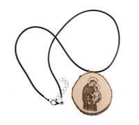 Generico Saint Anthony of Padua Natural Wood Pendant, unica, Wood, Rhodonite