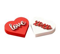 Generico San Wood Sign - Heart Shape | Romantic Table Decorations - Rose Painted Wood Love Theme Display Applied for Homes Wedding Shelves Bar Fireplace Closet