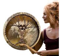Generico Schamanische Trommeln - Handmade Ritual Drum, Natural Wood Frame, Authentic Deep Resonance Sound, Durable Leather , Traditional Design Finish
