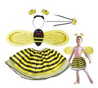 Genérico Set for Girls - Cute Costume Set with Wings, Striped Skirt, Soft Material for Extra Comfort, Freedom of Movement | Ideal for Carnival, Role Playing