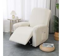 Generico Set of 4 Recliner Slipcovers for Relaxing Chairs, Recliner Covers, Stretchable- All-Inclusive - Washable with Pockets Sofa Cover for TV Chairs and Chaise Longues,white