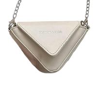 Genérico Shoulder Bag, Leather Bag | Small Clutch Chain Triangle Handbag Shaped - Stylish PU Shoulder Bag for Cell Phones, Wallet and Keys, white, Consulte la descripción