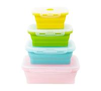 Generico Silicone Food Containers - 4 Pieces Silicone Lunch Boxes, Leak-proof Anti-Odour Reusable Stackable Organizer for Home School Hiking Office