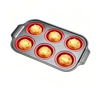 Genérico Silicone Muffin Pan | 6 Baking Liners, Non-Stick Silicone Muffin Molds | for Cheesecake, Pancakes, Dessert, Butter, Air Fryer and