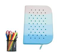 Generico Silicone Pencil Case, Large Capacity Waterproof Pen Holder with Holes, Portable Pencil Case for Home School Classroom Cute Pen Holder for Workplace, Large Rainbow Blue, Please refer to the
