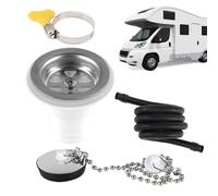 Genérico Sink Drain Corner Connection - (200 cm Hose) RV Drain Connector | Anti-Leak Plumbing Seal | Pipe Adapter Quick Installation | D Fitting