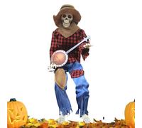 Generico Skeleton Decorations, Animated Skeleton 60 cm Playing the Banjo | Musical Horror Prop with Adjustable Joints for Lawn Garden Haunted House