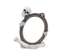 Generico Skeleton Figurines Halloween Mirror Frame Sculpture, Decorative Resin Skeletons Photo Frames Figurine for Window Sill, Nightstand, Display Cabinet, Bookshelf, Coffee Table Halloween Décor